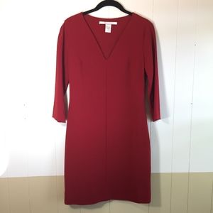 DVF Deep Red Deep-V Cocktail Dress